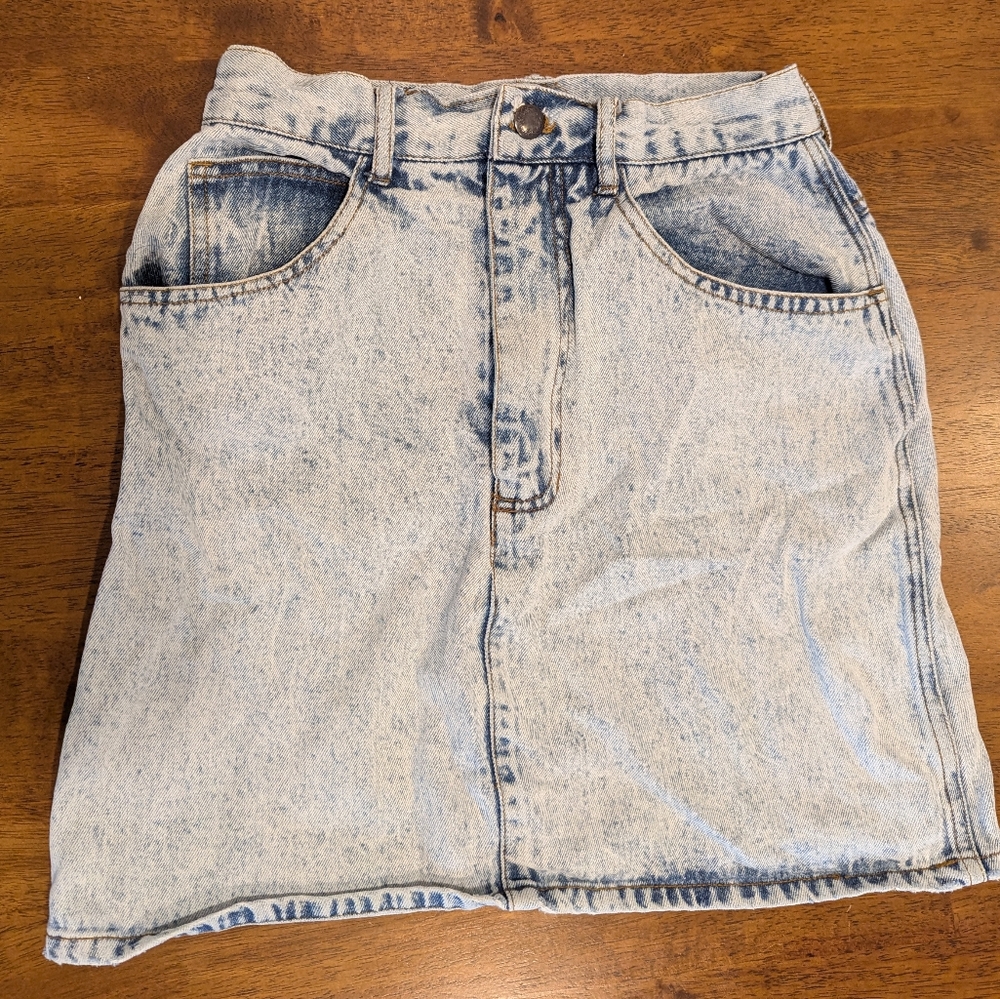 Why Me?? Vintage Acid Wash Denim Skirt